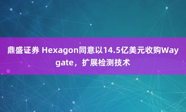 鼎盛证券 Hexagon同意以14.5亿美元收购Waygate，扩展检测技术